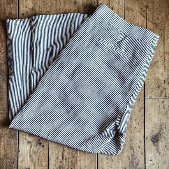 Banana Republic Logan Cropped Pants Size 8 Black White Stripe Linen Blend Ankle - Picture 10 of 12
